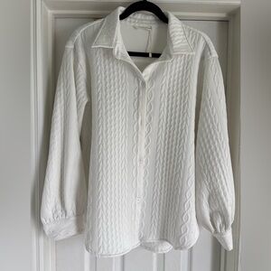 Commense White Textured Button-Up Shirt